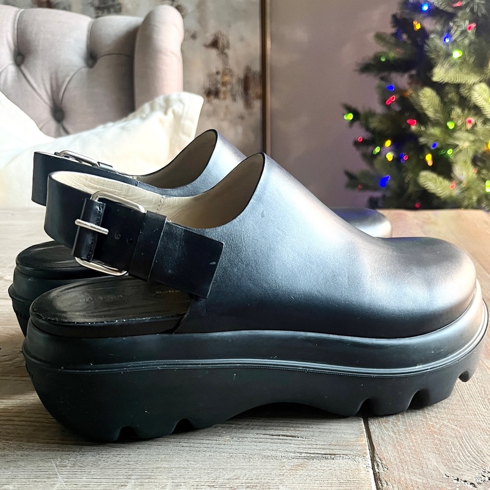 Proenza Schouler Storm Leather Lug-Sole Slingback Clogs Size 40 runs big, 9.5-10